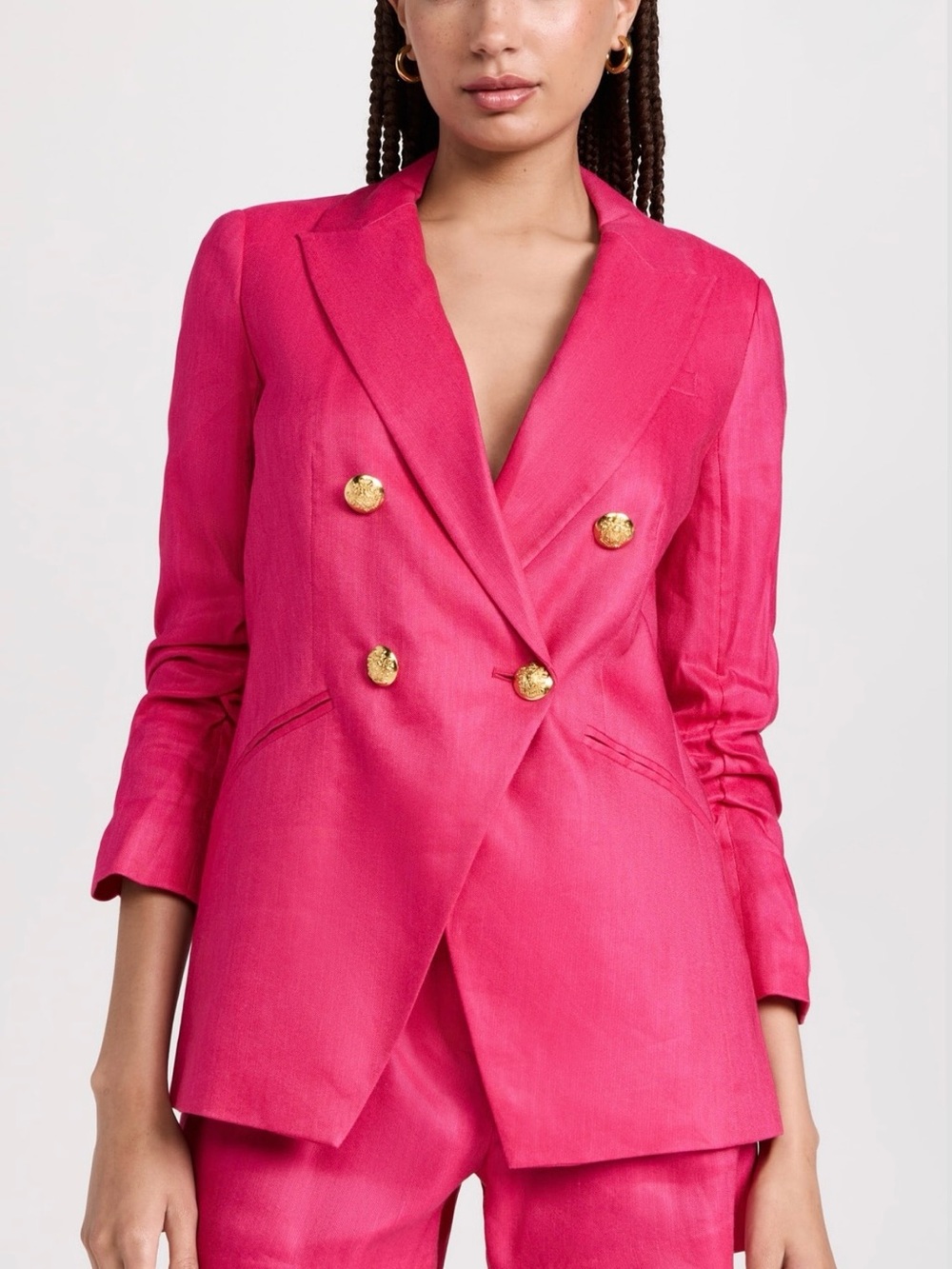 Veronica Beard Vibrant Pink Double-Breasted Blazer